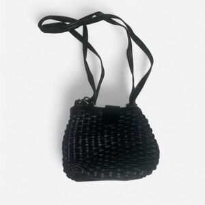 Faux Soft Leather Flexible Woven Crossbody Bucket Bag